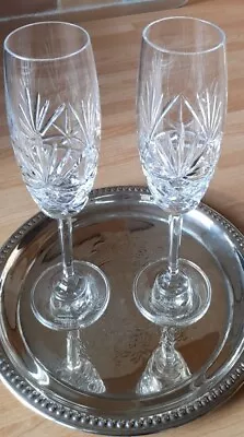2 X Edinburgh International Crystal Champagne Glasses Pattern EDI 114 ~ Stamped  • £24.99