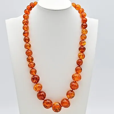 Original Vintage Rare Soviet Baltic Amber Gemstone Beaded Estate Necklace • $178.75