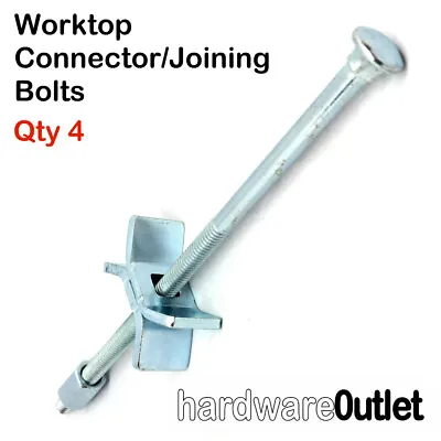 £5.25 • Buy 4 X WORKTOP CONNECTOR BOLTS BZP 150mm Easibolt Joining Clamp Butterfy Fixings