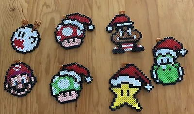 Handmade Christmas Decor / Ornament Hama Beads Super Mario Set Of 7 • $35