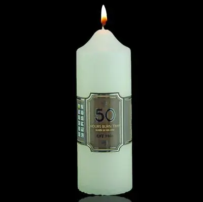 £6.95 • Buy Unscented Ivory Church Altar Pillar Table Candle 50 Hours Burn Time