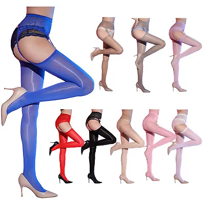 Womens Pantyhose With Garter Lace Thigh High Stockings See Through Tights Sexy • $8.99