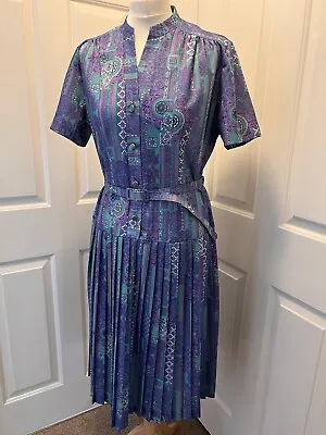 £9.50 • Buy True Vintage 1960's Lazarus London Belted Dress Pleat Skirt Immaculate! UK 16-18