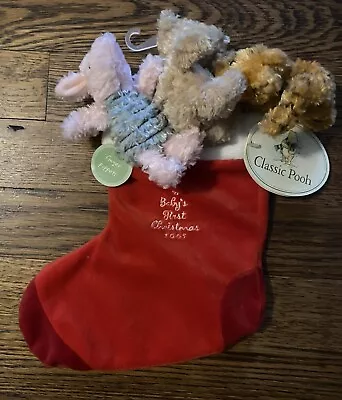 Classic Pooh BABY'S FIRST CHRISTMAS 2005 Christmas Stocking W/ Finger Puppets • $9.12