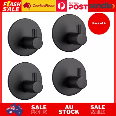 3M Adhesive Hooks Hgery Self Adhesive Black Wall Mount Hook For Key Robe 4pcs • $23.90