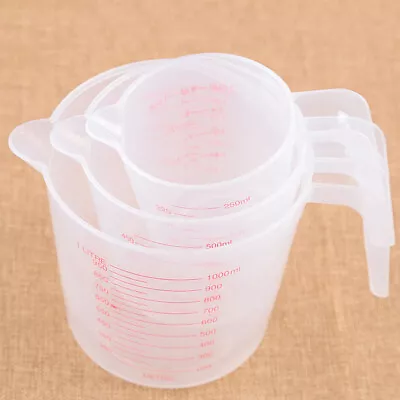 250/500/1000ML Set Of 3 Measuring Cups Jug Clear Baking Kitchen Set Flour Water • £6.19