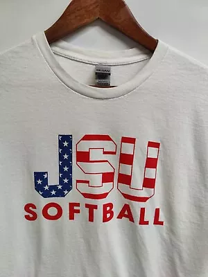 JSU Softball Flag Accent Graphic T-shirt Men's Large White Short Sleeve • $12