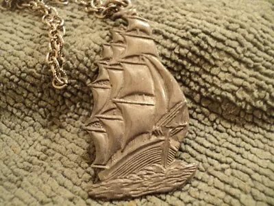 Vintage Nautical Tall Ship Cutter Pendant Pewter Nautical • $2.99