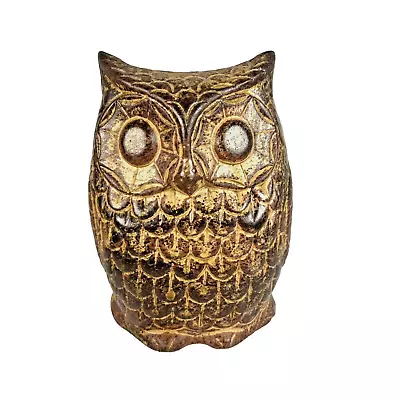 Vintage Ceramic Owl Planter 1970’s Pocket Vase 6 X5  Brown Textured Glaze • $19.42