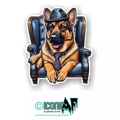 Funny Gangster MOB Boss German Shepherd Hat & Tie Vinyl Car Sticker Decal 10cm • £2.59