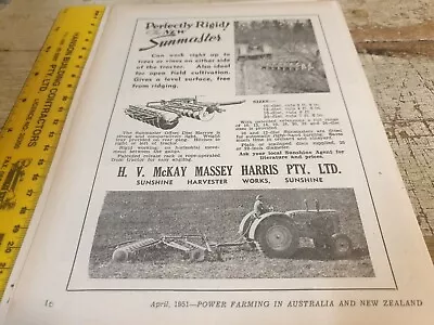 1951 SUNMASTER Offset DISC HARROW  Australian Sales Advert  MASSEY HARRIS • $12.95