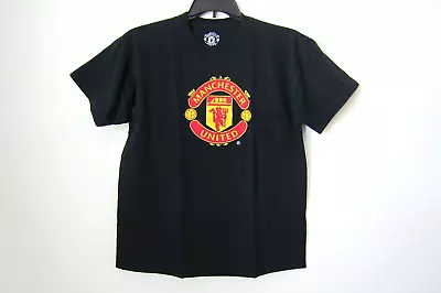 Manchester United T-Shirt Men L Black Crewneck Graphic Short Sleeves Tee Used • $12.59