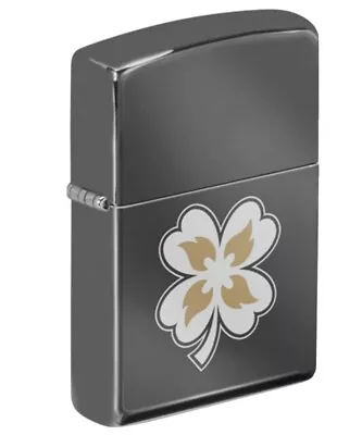 Zippo Lighter Clover With Flames Design On A Black Ice Finish Rare Collectible  • $59.95