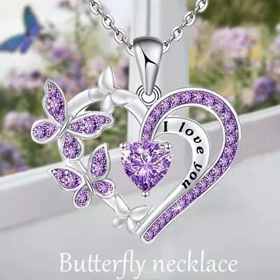 Luxury Butterfly Necklace Women Charm Heart Butterfly Pendant Necklace Jewely • $19.99