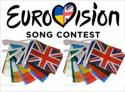 10 Metre's Eurovision 2024 Sweden 28 X 9  X 6  Fabric Flags Party Bunting • £7.95