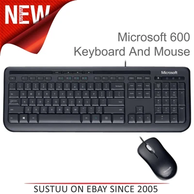 £24.95 • Buy Microsoft 600 Desktop QWERTY UK Wired Keyboard And Mouse Combo Set│APB-00006