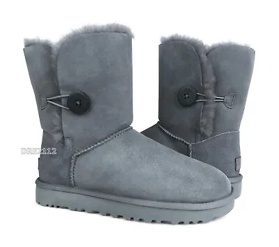 UGG Bailey Button II Grey Suede Fur Boots Womens Size 9 -NIB- • $120.60