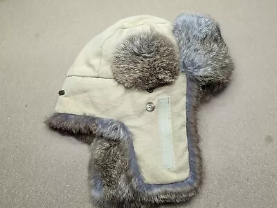 Stetson Rabbit Fur Trapper Hat Size L Ushanka Beige Hatfield Ear Flap Winter • £57.86