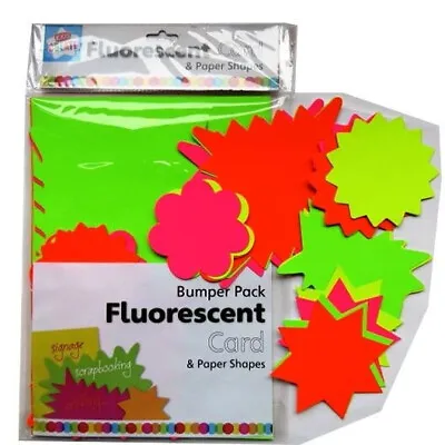New Coloured Fluorescent Card - Stars Flashes & Clouds Pricing Cards  Pack 28 • £1.99