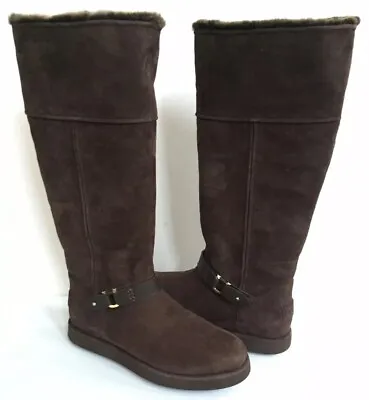 UGG CLASSIC TALL BERGE DARK ROAST WATERPROOF LEATHER Boot US 7 / EU 38 / UK 5 • $249