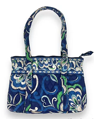 Vera Bradley Tote Mediterranean Blue Zip Top Quilted Flowers Little Betsy Bag • $16.20