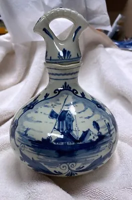 Erven Lucas Bols Jug Amsterdam Holland Blue Delft Windmill Design • $26