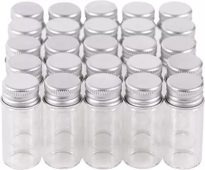 100 10ml Vials Small Mini Tiny Glass Bottles Clear Empty Jars With Aluminum T... • $27.19