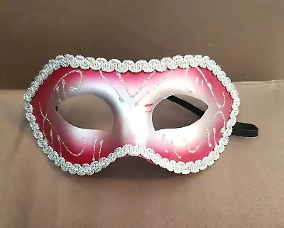 Red & Purple Mardi Gras Party Mask Lace & Glitter 1/2 Face Masquerade Dress Up • $6.99