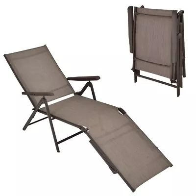 Outdoor Patio Chaise Lounge Beach Chair Foldable Portable Reclining W/Backrest • $73.97