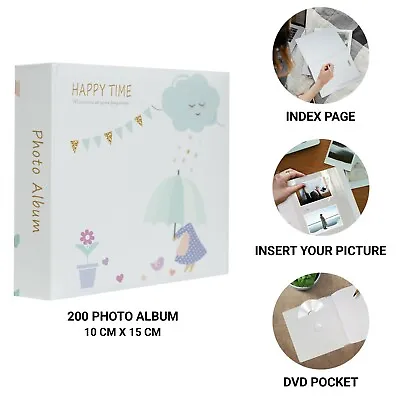 Happy Time Large Black Slip In Photo Album Holds 200 Of 4  X 6 Photographs  • £6.99