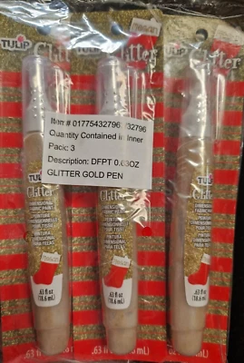 Tulip Glitter Gold Pen 18.6ml Fabric Paint X3 • £9.99