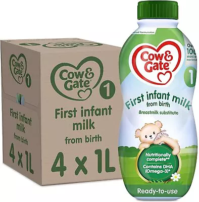 Cow & Gate 1 First Infant Baby Milk Ready To Use Liquid Formula From Birth 1 • £21.06