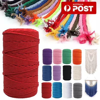 3mm/4mm Natural Cotton Twisted Cord Craft Macrame Artisan Rope Weaving Wire AU • $9.99
