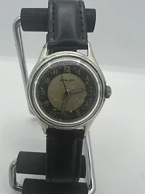 Wwii Era Monitor Military Vintage Wristwatch Two-tone Dial Runs Good Dial Worn • $45