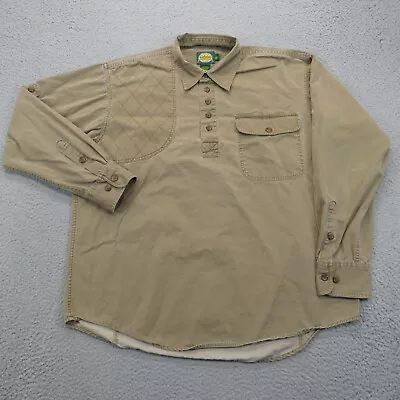 VTG Cabelas Shirt Mens Large Shooting Field Utility Safari Khaki Tan Popover 90s • $34.95