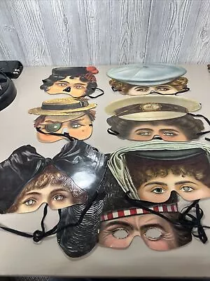 Madame Tussauds Victorian Paper Face Mask H&P Made In England Vintage Lot Of 7 • $80