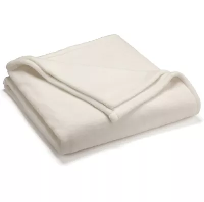 VELLUX Ivory Faux SHEARED MINK FULL QUEEN BLANKET 90 X 90 In. 90” Beige Throw • $59.99