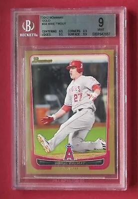 2012 Bowman Gold #34 MIKE TROUT ROOKIE Baseball Card BGS 9 MINT {W/3-9.5's} • $13.50
