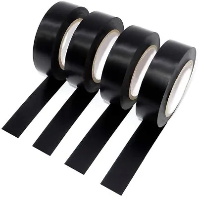 4 X 10m Rolls Of High Quality PVC Electricians Electrical Insulation Tape BLACK • £4.99