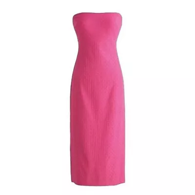 J.Crew Fuchsia Pink Strapless Dress Sample In Stretch Matelasse - Size 6 - NWOT • $27