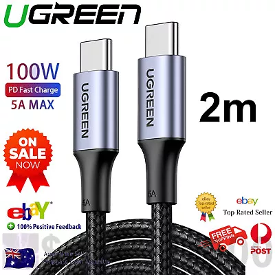 Ugreen USB C To USB C 100W Charging Cable Type C Fast Charger Power Cord (2m) PD • $19.99