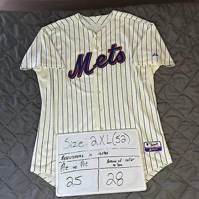 VINTAGE New York Mets Jersey Mens 2XL Beige Cream MLB Baseball Majestic Blank • $44.99