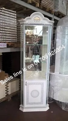 £775 • Buy Versace Design White & Silver Italian High Gloss 1 Door Corner/display Unit