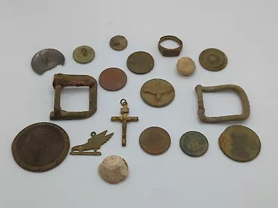 Lot Of Colonial Homesite Metal Detecting Finds: Buttons Musket Balls Coins More • $29.99