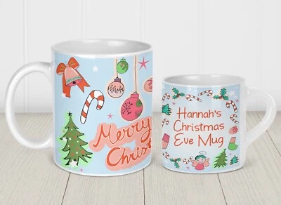 Personalised Printed Ceramic / Plastic Childs Mug Merry Christmas Eve 6oz/11oz • £8.99