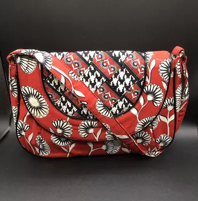 Vera Bradley Retired Red Deco Daisy Flap Top Magnetic Close Shoulder Bag Handbag • $14.96