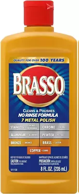 BRASSO Cleans Polish Metal Brass Chrome Copper Stainless Steel Pewter Bronze 8oz • $8.99