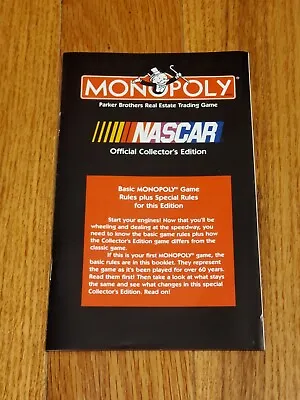 Monopoly NASCAR Official Collectors Edition 1997 Replacement Rule Book • $4.99