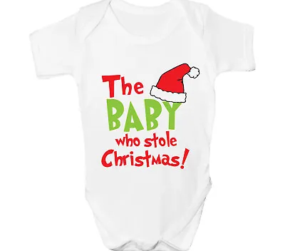 Christmas Baby Grow 1st Xmas Eve Sleepsuit Any Name Santa Hat Cute Gift • £3.99