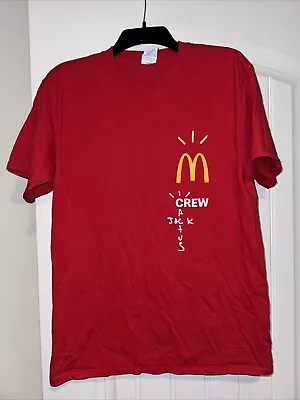 Travis Scott Shirt Men's Medium Red Mcdonalds Crew Cactus Jack Unisex Cotton • $20